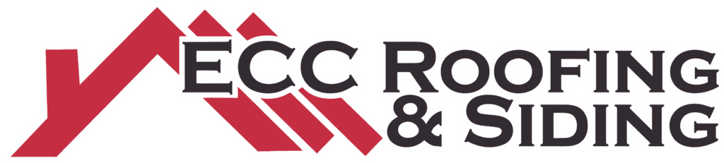 Striking ECC Roofing & Siding logo featuring three vibrant red arches cleverly shaped to resemble a welcoming house. The design seamlessly blends modern aesthetics with a sense of home, reflecting our commitment to quality roofing and siding solutions.