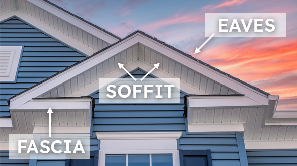 What Is Roof Fascia and When Should You Replace It? - ECC Roofing & Siding parts of a roof: soffit, fascia, eaves