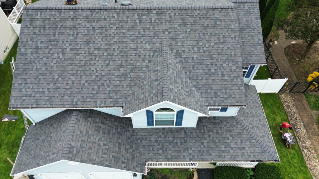 Top view picture of a complete roof replacement