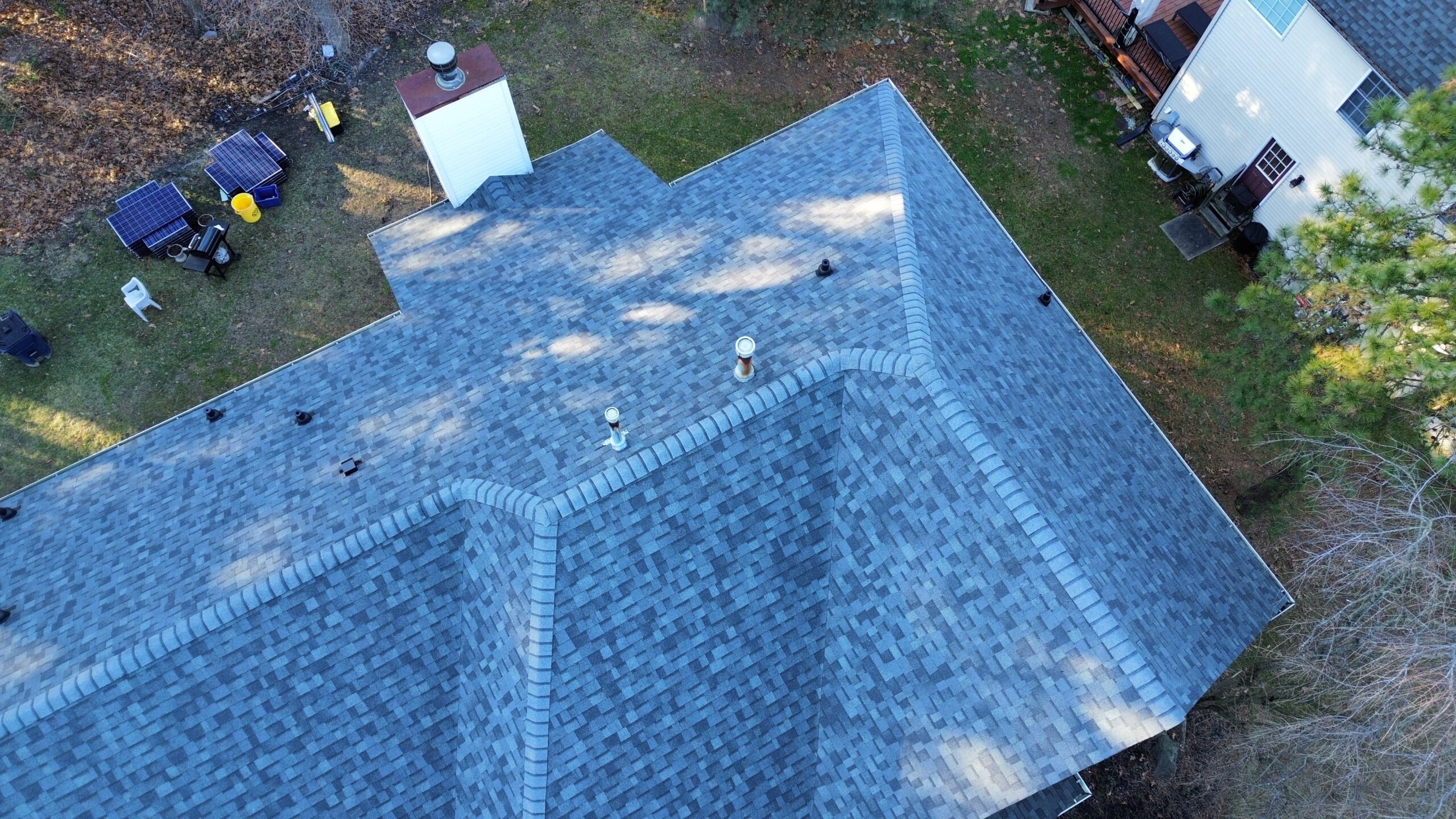 aerial photo of a shingle roof