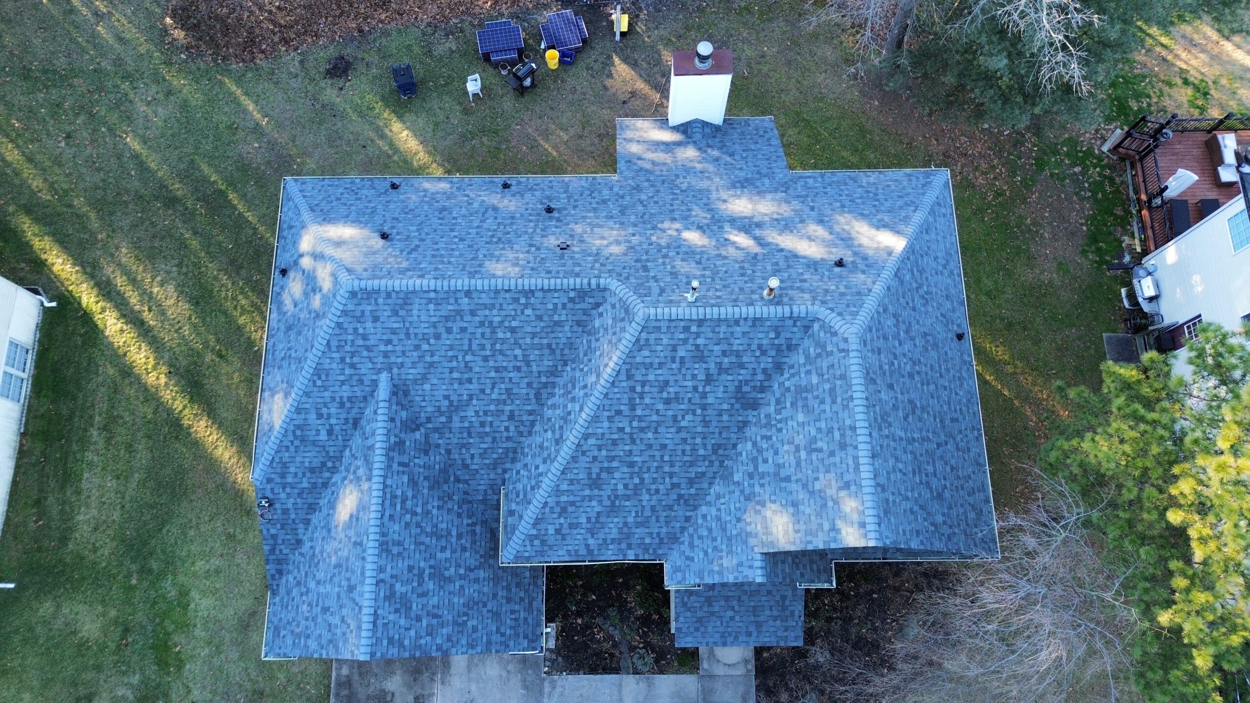 aerial photo of a shingle roof