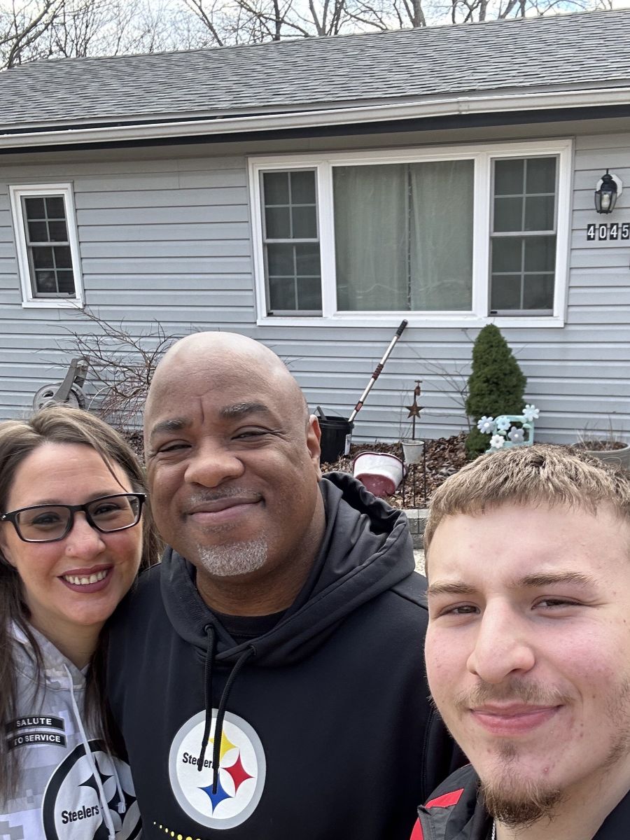 Happy homeowner in medford, nj after an ecc forensic roof repair